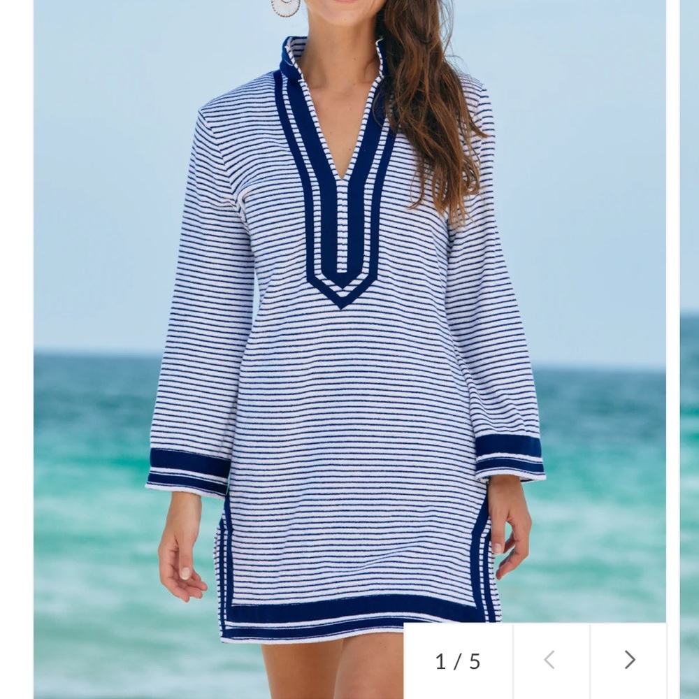 Cabana Life navy Striped Terry Tunic